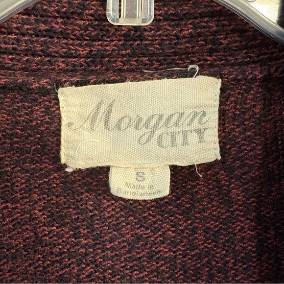 Morgan City Women’s Long Sweater Cardigan Size S Small Maroon w/ Hint of Black - Picture 3 of 5